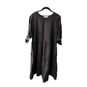 Magic Linen Babydoll Dress in Black Size XS-M